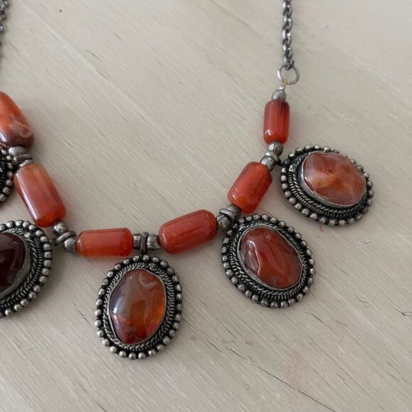 Large Carnelian Boho Medalian Necklace - Picture 3 of 4